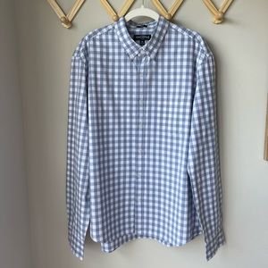 J.Crew Mercantile Slim Flex Casual Stone Blue/White Gingham Shirt Size XL